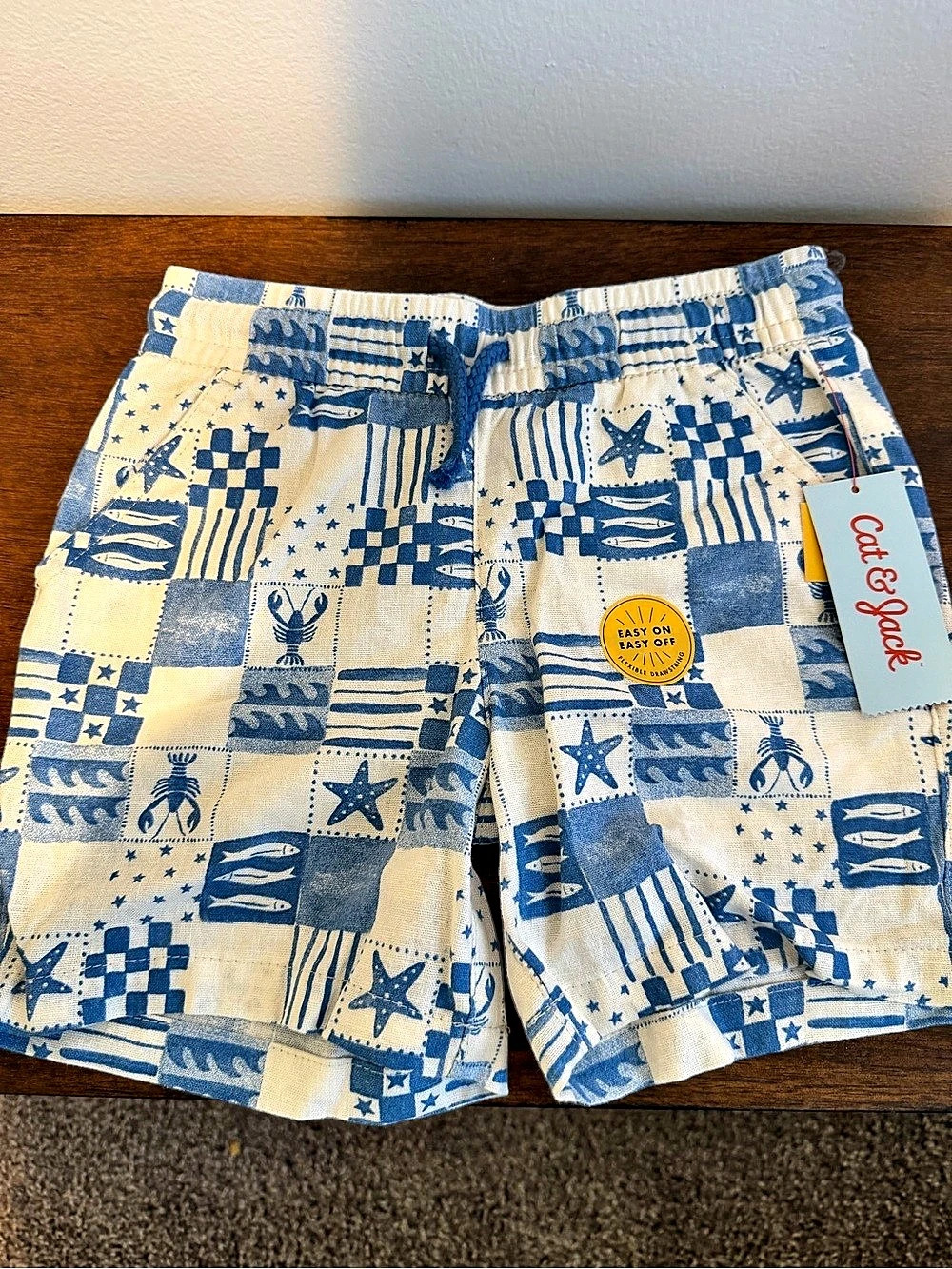 Cat & Jack Blue Patchwork Pull-On Shorts Girls XS (4/5)